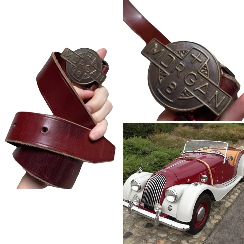 Morgan Classic Autos Brassy Belt Buckle Brown Leather Belt Large - Picture 1 of 9